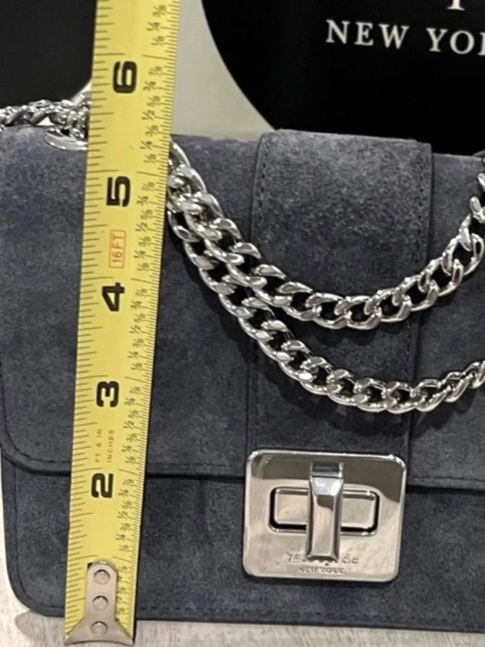 NWT Kate Spade Suede with silver Chain crossbody Bag